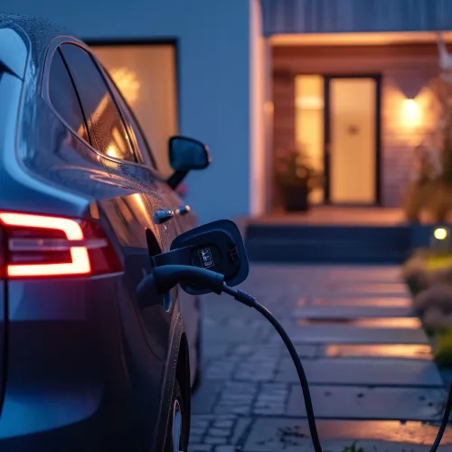 Elektroauto lädt an einer privaten Ladestation (Wallbox).